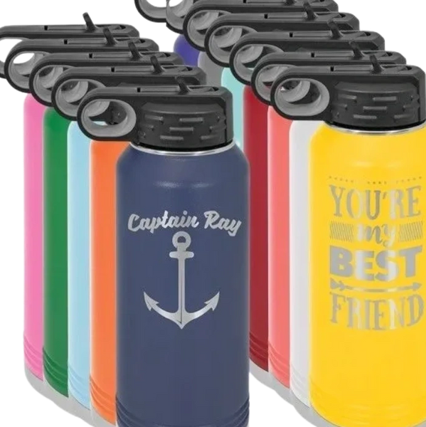 Personalized Water Bottle With Straw, 20oz 32oz 40oz Stainless