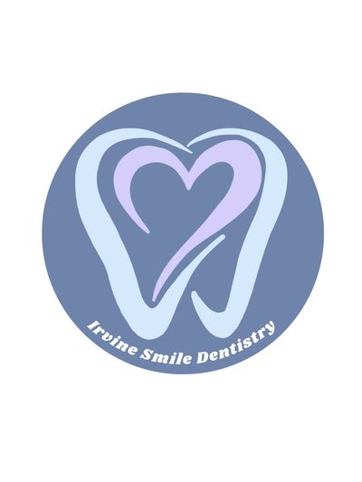 Logo of Irvine Smile Dentistry featuring stylized tooth and heart shapes.