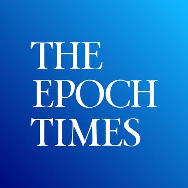 Logo of The Epoch Times with white text on a blue background.