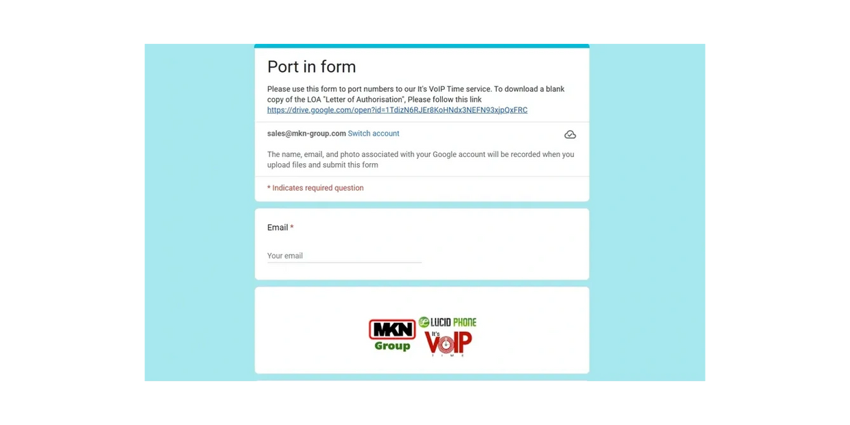 Port in form link
