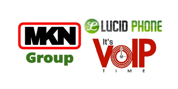 Logos of MKN Group, Lucid Phone and It's VoIP Time.