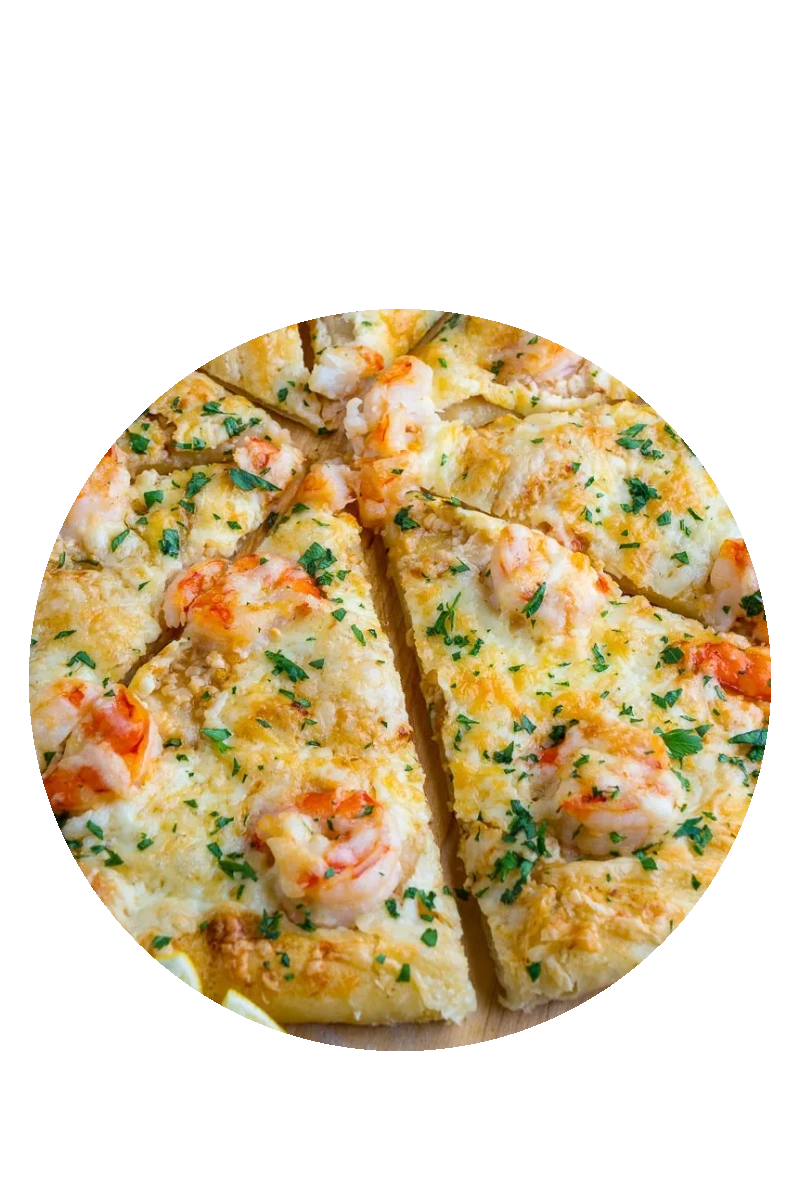 White Sauce with Garlic Shrimp Pizza