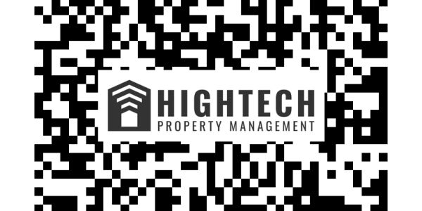 QR code with HighTech Property Management logo at the center.