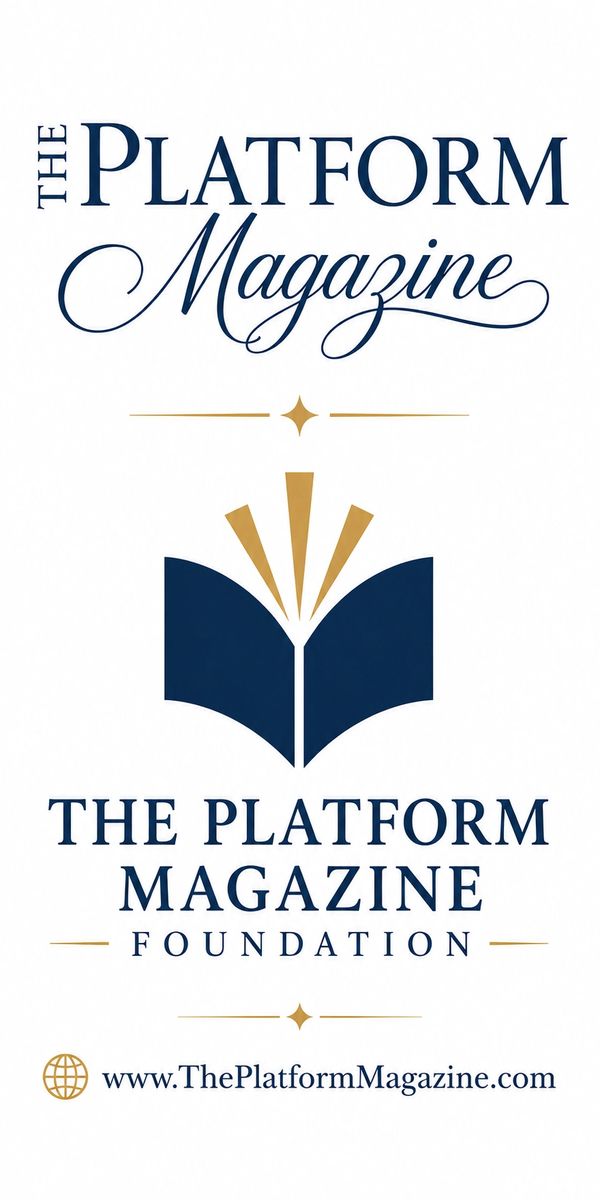 Logo of The Platform Magazine Foundation with website link.