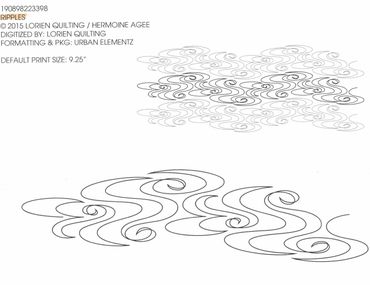 Black and white swirling ripple patterns for quilting design.