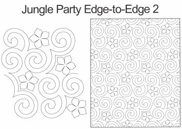 Line art pattern of swirls and flower shapes for jungle-themed design.