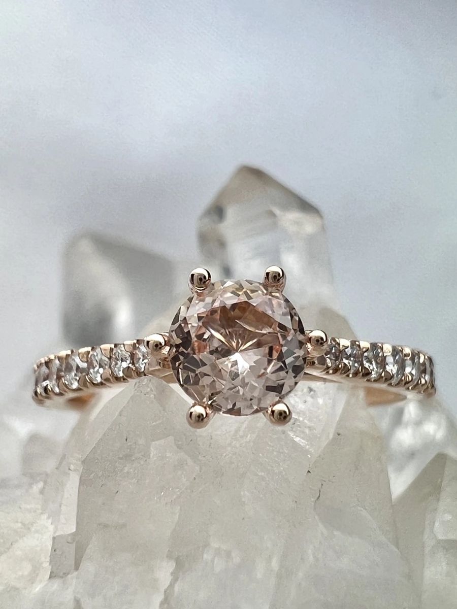 Peach sapphire shop wedding ring