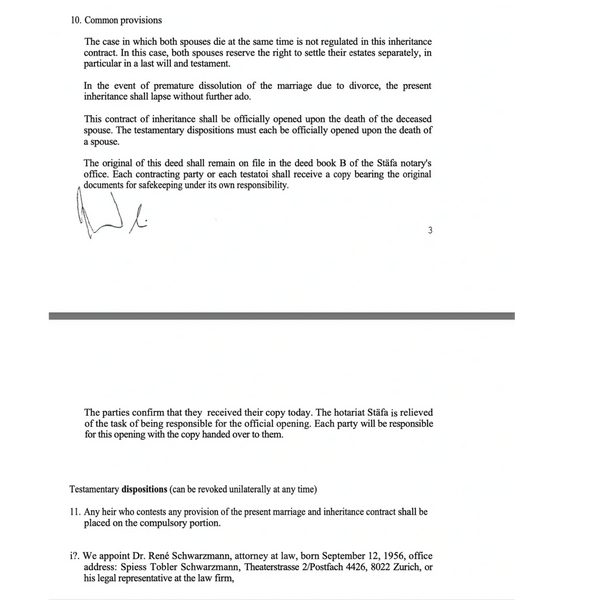 After Ernst Waldburger's death, his concealed inheritance contract was also revealed, to show 