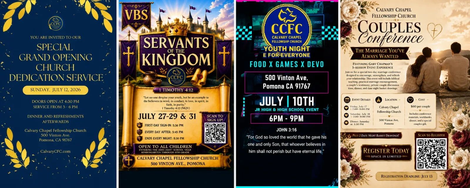 Upcoming event's flyers