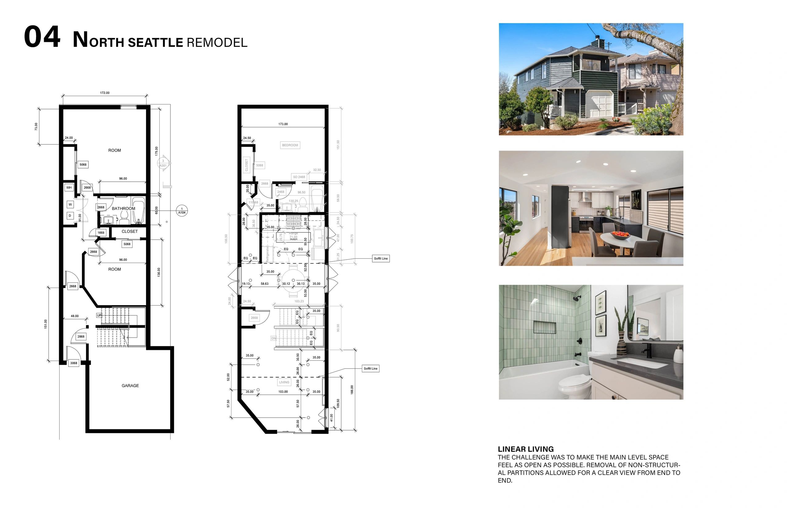 North Seattle remodel floor plans and modern interior photos.