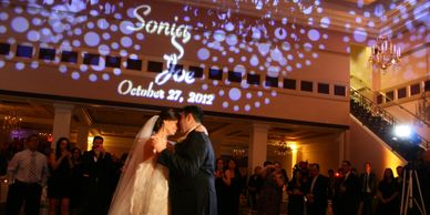 Monogram lighting nj.  name in lights nj.  wedding name in lights.  gobo nj. corporate name in light