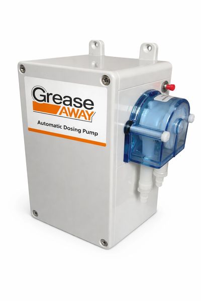 GreaseAway dosing pump to dose GreaseAway biofluid into the drainage system