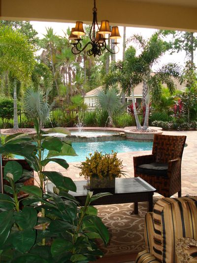 Lanai and swimming pool at Villa Toscana model.