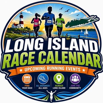 Logo for Long Island Race Calendar promoting upcoming running events.
