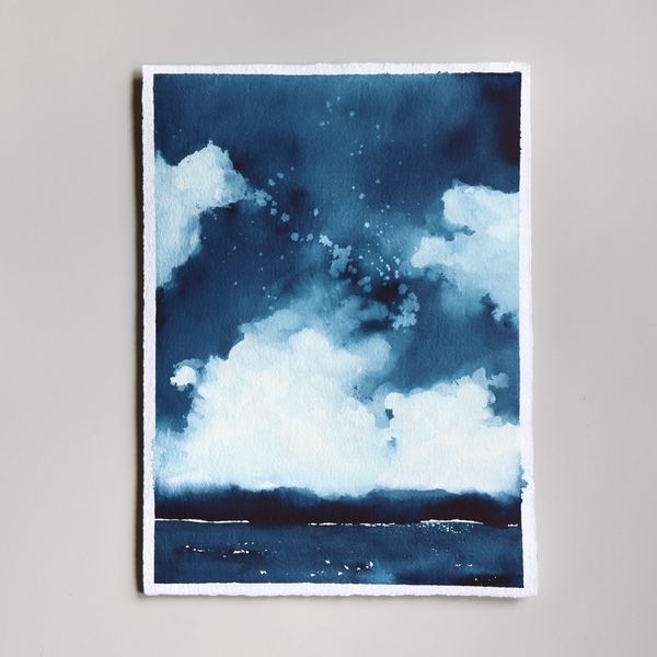 Indigo watercolour on paper by Renée Anne Bouffard-McManus.