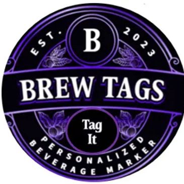 Logo for Brew Tags, personalized beverage markers established in 2023.