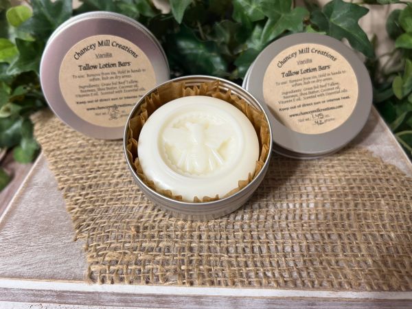 Round Solid Tallow Lotion Bar Vanilla