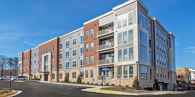 Modern apartment building on a clear day.