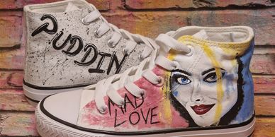 Harley Quinn Custom Painted Shoes 