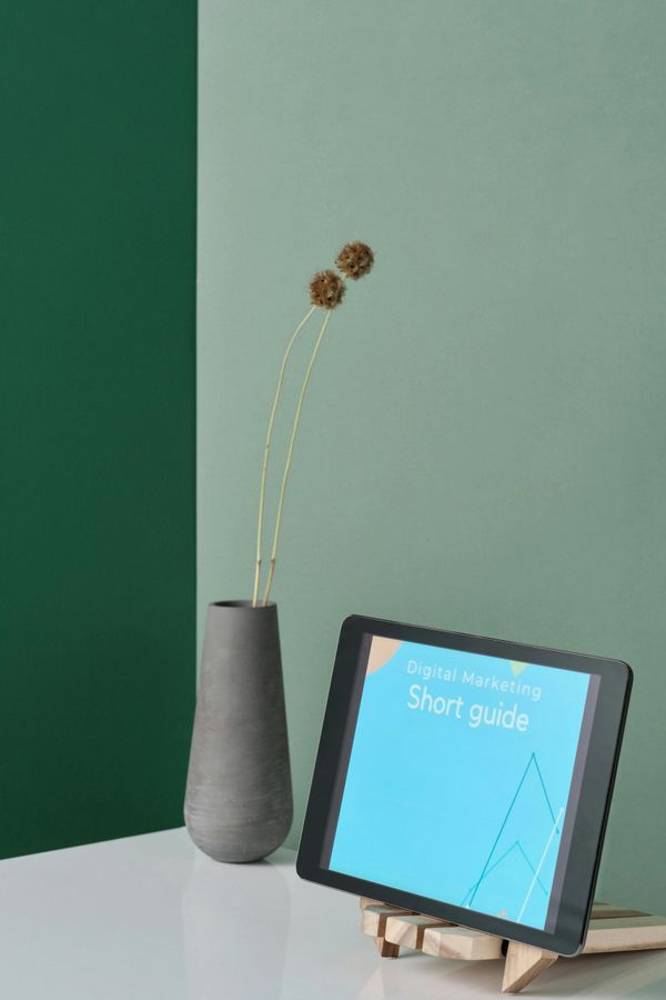 A photo of an iPad (digital tablet) showcasing a digital product, an eGuide about how to build your 