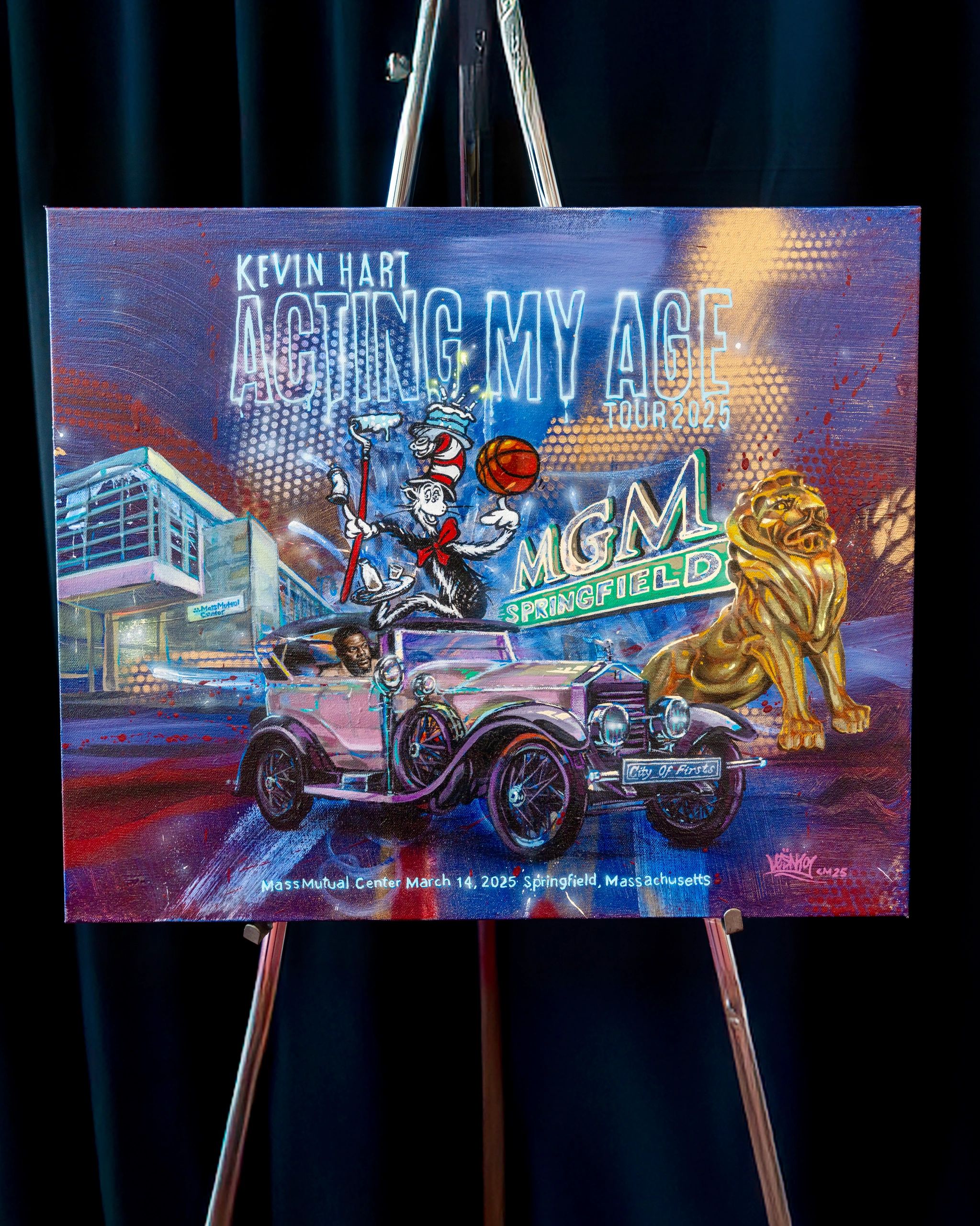 Painting of Kevin Hart in Springfield MA by Visual Artist LESN101