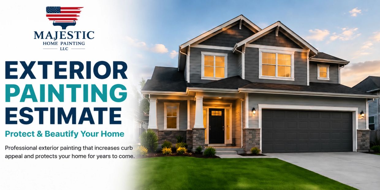 House exterior painting service advertisement with a modern home.