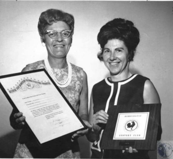 Kenton County Democratic Women's Club members Mrs. Esther Bell of Covington and Mrs. Zelma King of F
