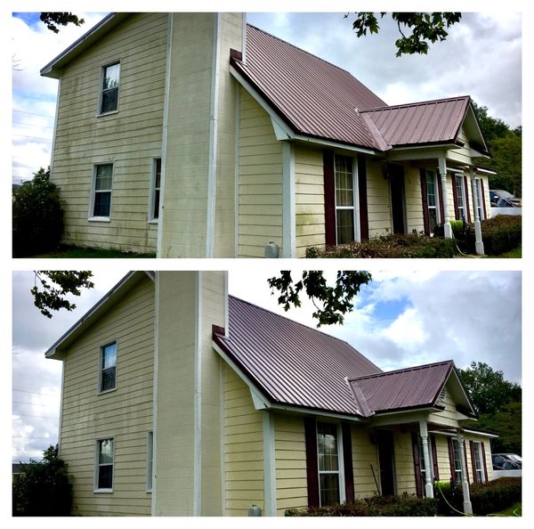 house washing before and after photo Dothan AL, house pressure washer in Dothan AL