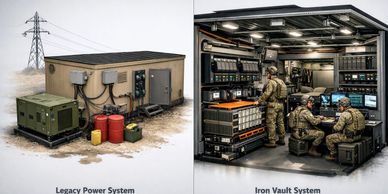 Comparison of legacy power system and modern Iron Vault System.