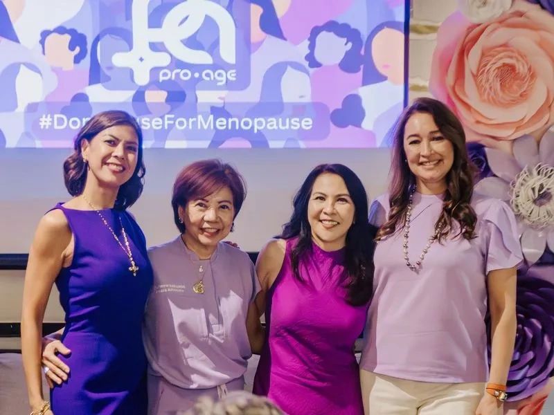 ProAge #DontPauseForMenopause Team From Left to right; Ms. Suzi Entrata-Abrera, news personality, wife, mother, and TV host; Dr. Annebelle D. Aherrera, an OB-GYN and Women’s Wellness Advocate; Ms. Claudine Viquiera, founder of ProAge and advocate for menopause; Ms. Michelle Aventajado, Best Buddies Philippines Executive Director. ProAge #DontPauseForMenopause Team From Left to right; Ms. Suzi Entrata-Abrera, news personality, wife, mother, and TV host; Dr. Annebelle D. Aherrera, an OB-GYN and Women’s Wellness Advocate; Ms. Claudine Viquiera, founder of ProAge and advocate for menopause; Ms. Michelle Aventajado, Best Buddies Philippines Executive Director.