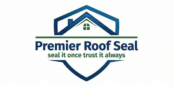 Logo for Premier Roof Seal with a house roof and tagline about trust.