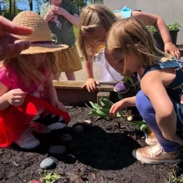 Kids working inside and out