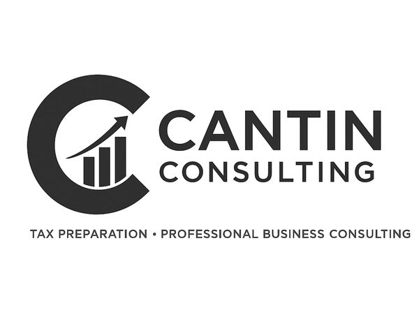 Cantin Consulting logo with growth chart and business services.