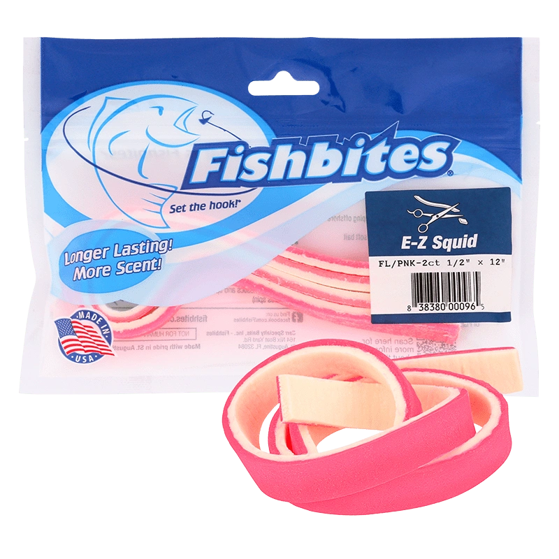 Appât Fishbites E-Z Crevettes Durable - Bandes 12" Pour Pêche En Mer - À Couper, Pour Chair/rose