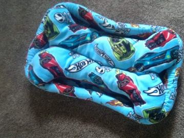 custom dog bed for a smaller dog ordered by a mom who loves cars