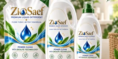 ZioSaef premium liquid detergent with zeolite technology.