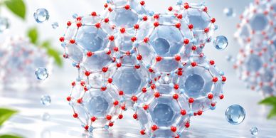 Molecular structure with water molecules.