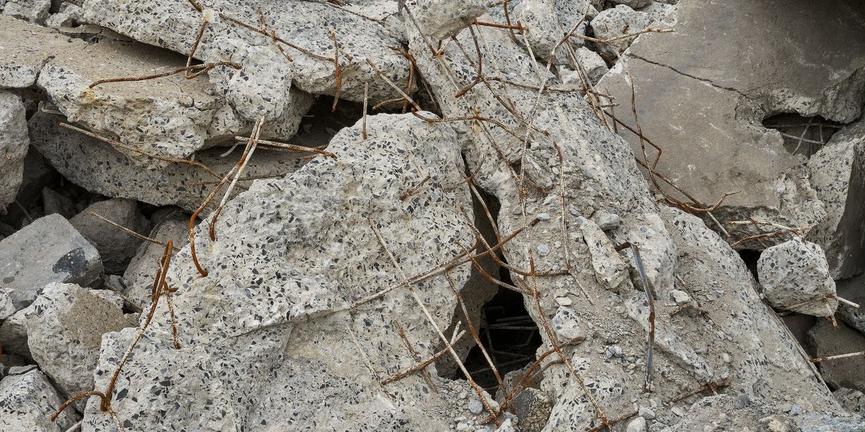 Broken up concrete in pile