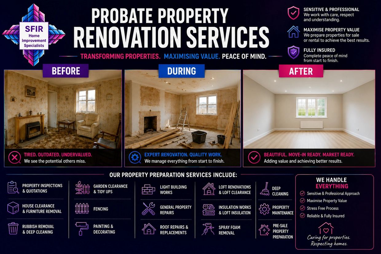 Property Renovation Services, Property Preparation for Sale, Spray Foam Removal, Loft Renovations, H