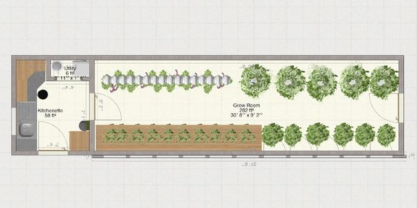 Ready-To-Grow single unit is a 10’x40’ with
285 sqft. Growing area -climate controlled environment