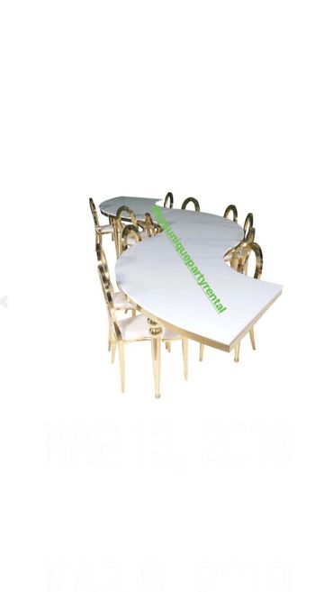  S Table(Glass, white or black top with the opinion of silver, gold ,white, black Legs
20 Tables 
 