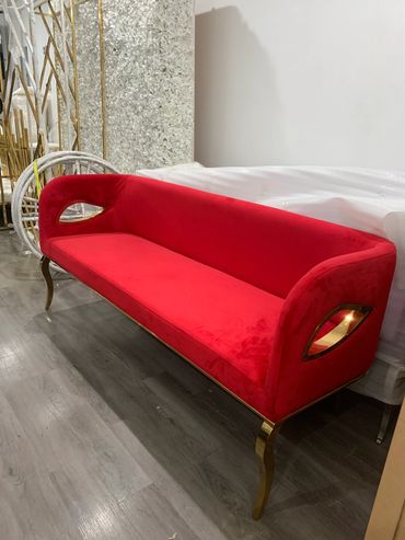 Red & Gold 
VELVET SOFA
$350