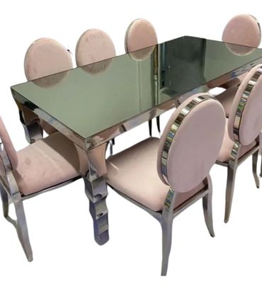 Jr.Estate Glass Top
6ft*3ft Silver 
4 Available

(chairs are $25 each other colors available)