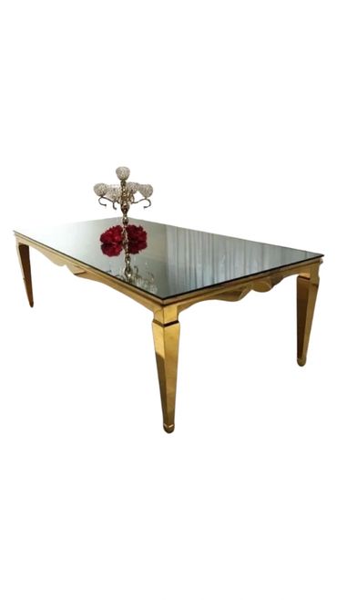 8ft*4ft Estate Gold Glass Top Table 
8 available