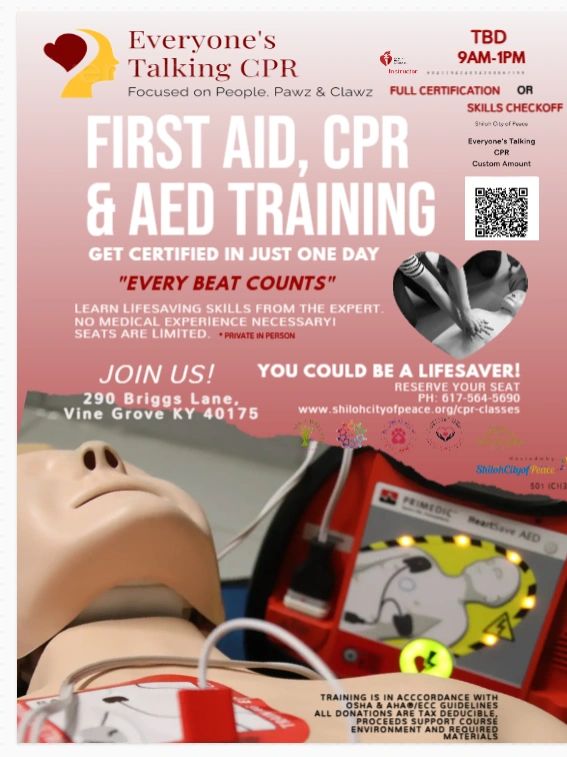 First Aid, CPR &amp; AED training event offering certification in one day.