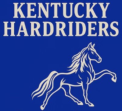 Logo of Kentucky Hardriders with a stylized horse on blue background.