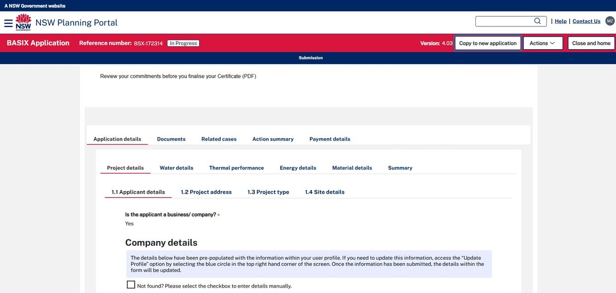An image of the BASIX portal. Used to obtain your BASIX certificate