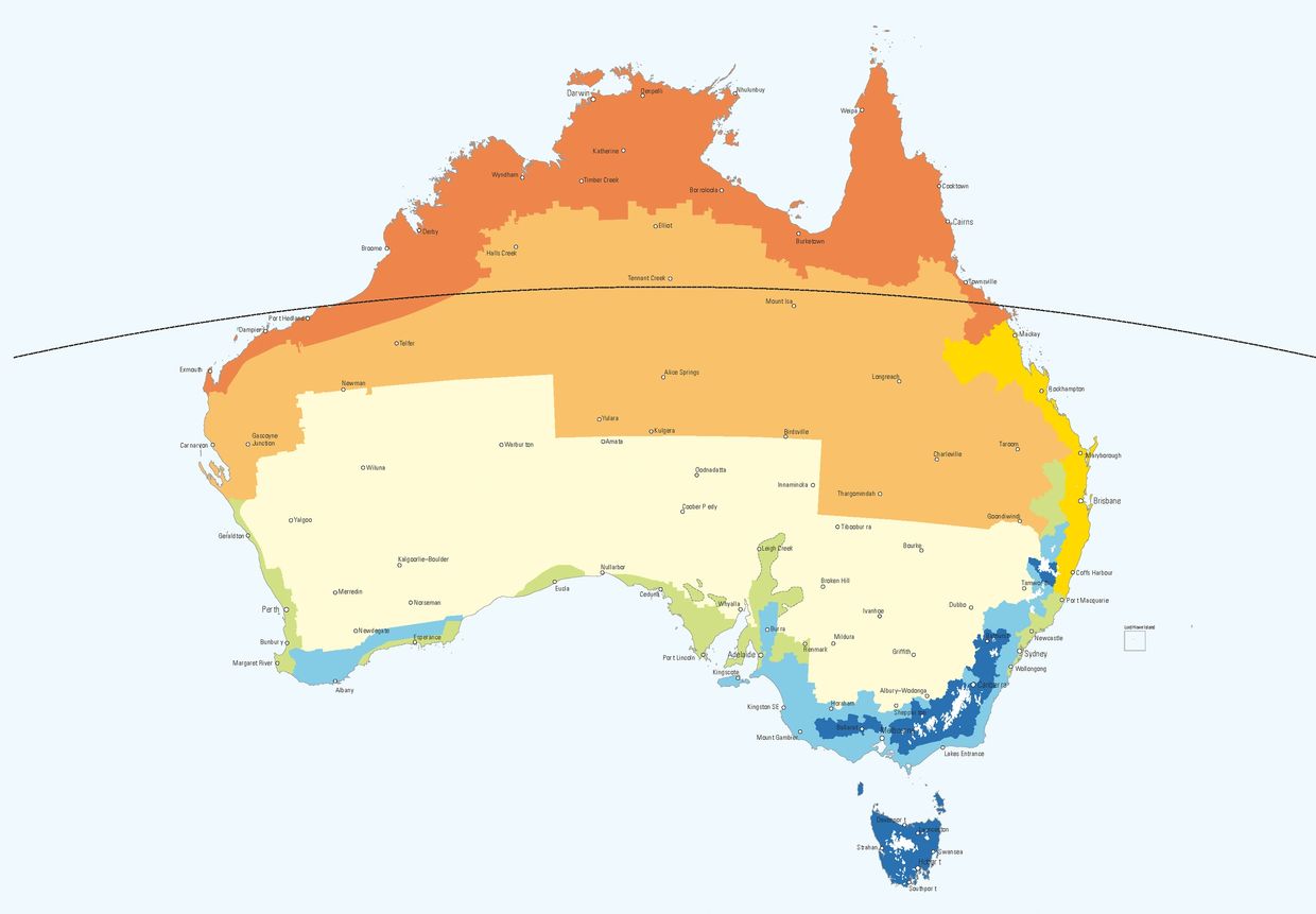 Climate Zone Map of Australia which will determine the requirements of your NatHERS Certificate