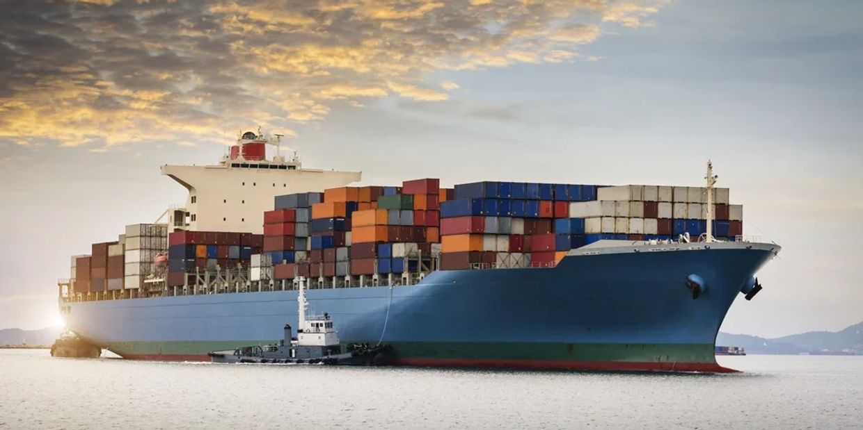 Container ship on the sea