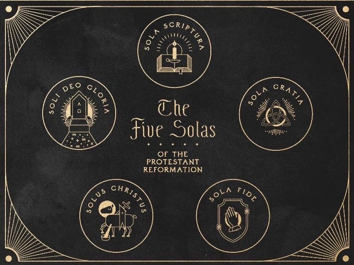Diagram of the Five Solas of the Protestant Reformation.